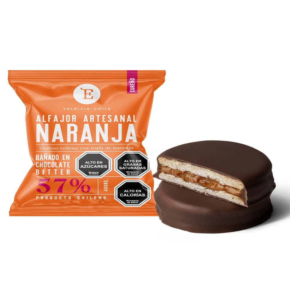 Alfajor artesanal Naranja Bitter Entrelagos 24x40 gr.