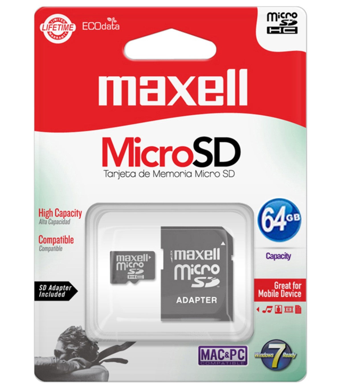 Micro Sdhc Maxell 64gb Clase 10 Adaptador