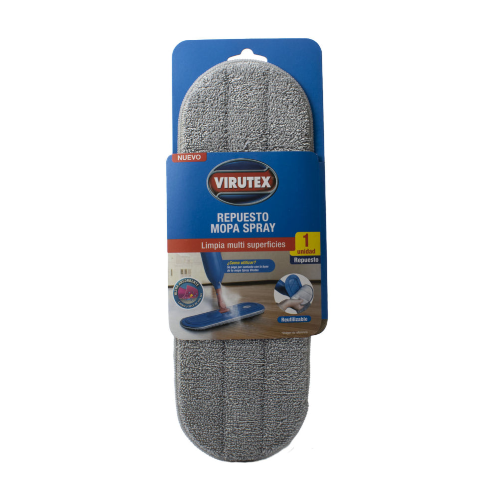 Pack Mopa plana Virutex de microfibra con spray +1 repuesto