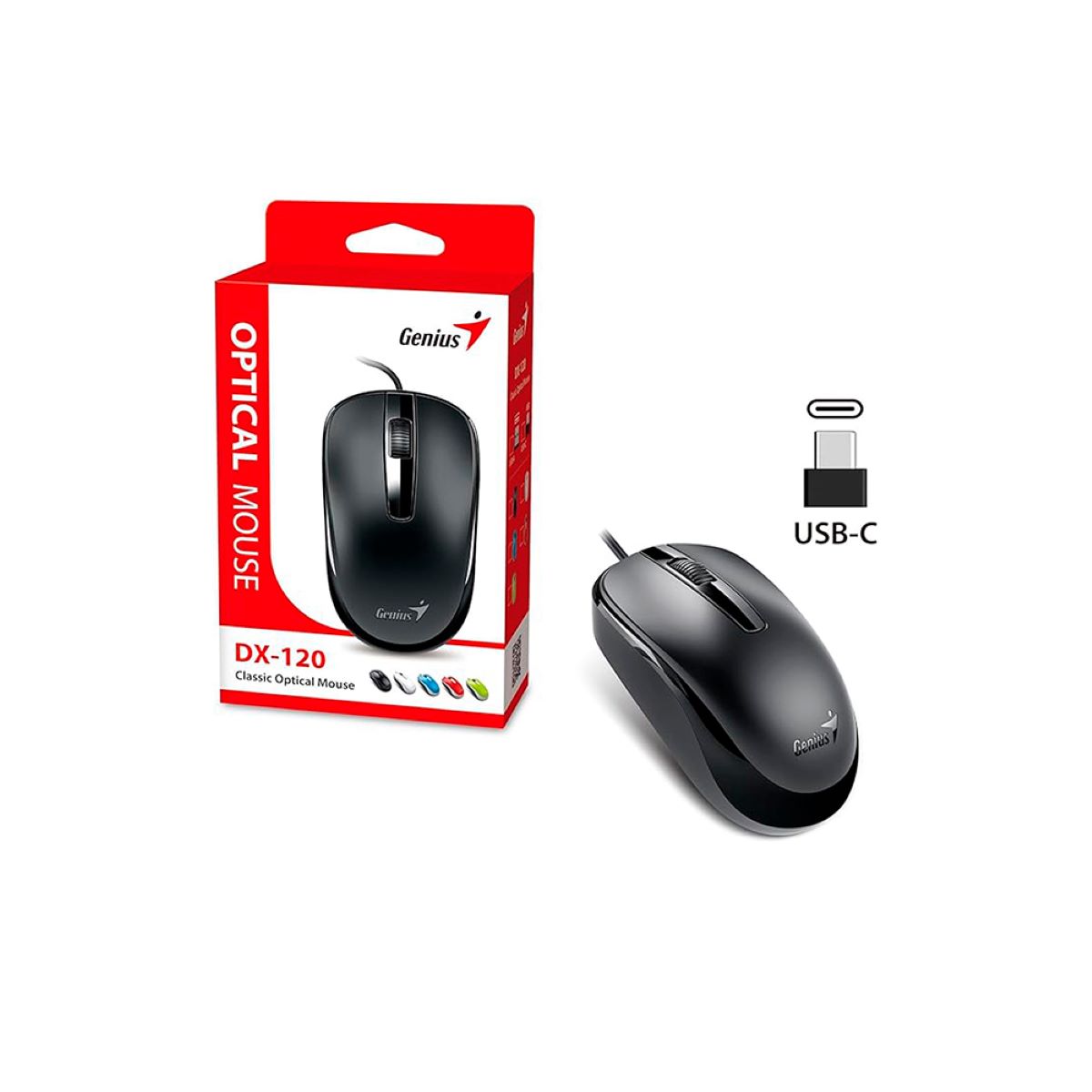 Mouse Con Cable Genius Tipo C Negro DX-120-C