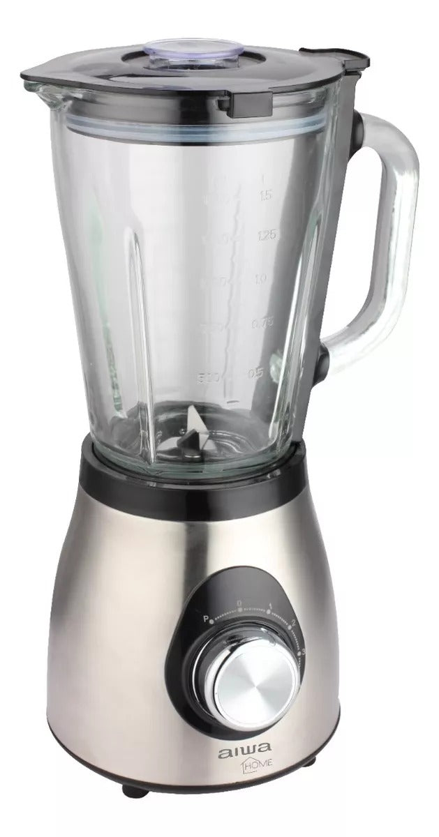 Aiwa Licuadora 5 Velocidades Con Vaso De Vidrio Acero Inoxidable