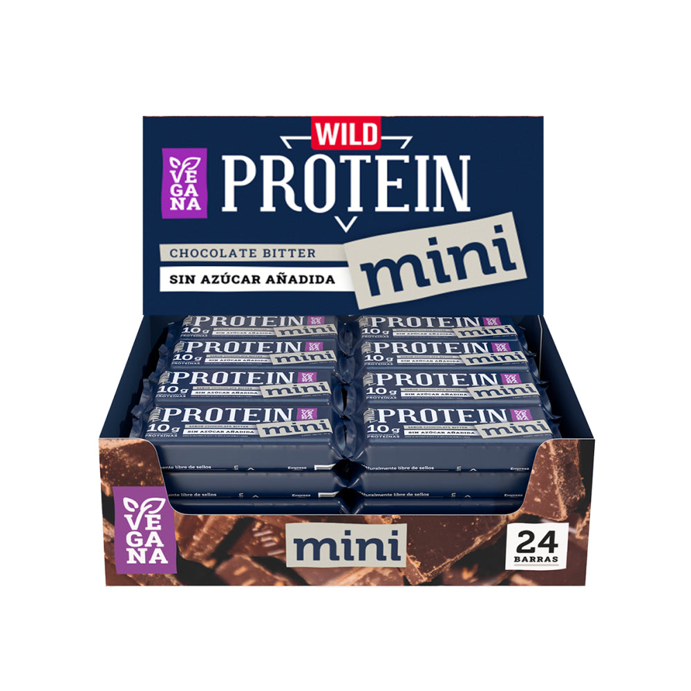 Mini Barras Wild Protein Vegana Chocolate Bitter 24unidades