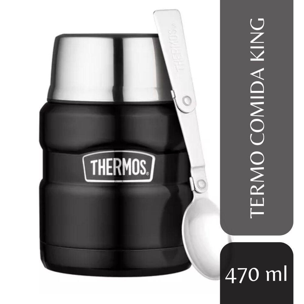Termo de comida Thermos King 470ml acero inoxidable negro