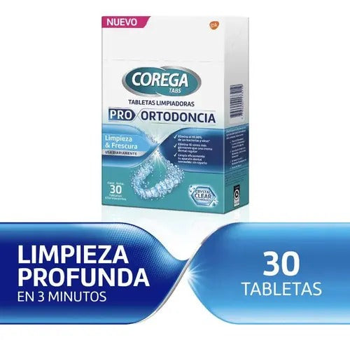 Tabletas Limpiadoras Corega Pro Ortodontics 30 Tabletas