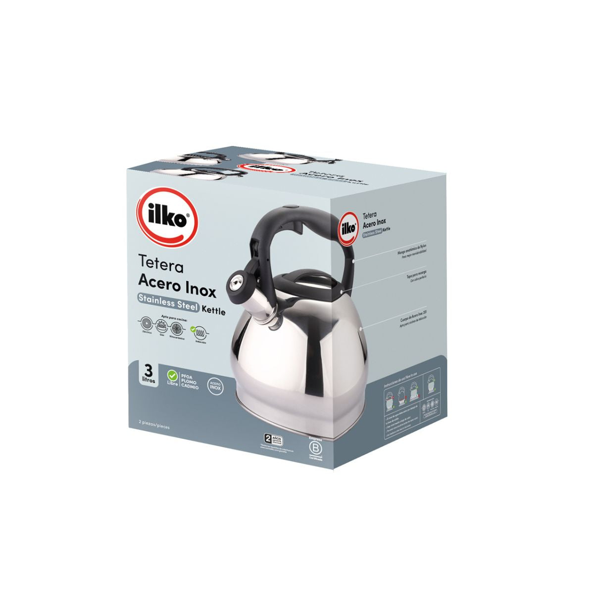 Tetera De Acero Inoxidable Ilko 3Lts Design