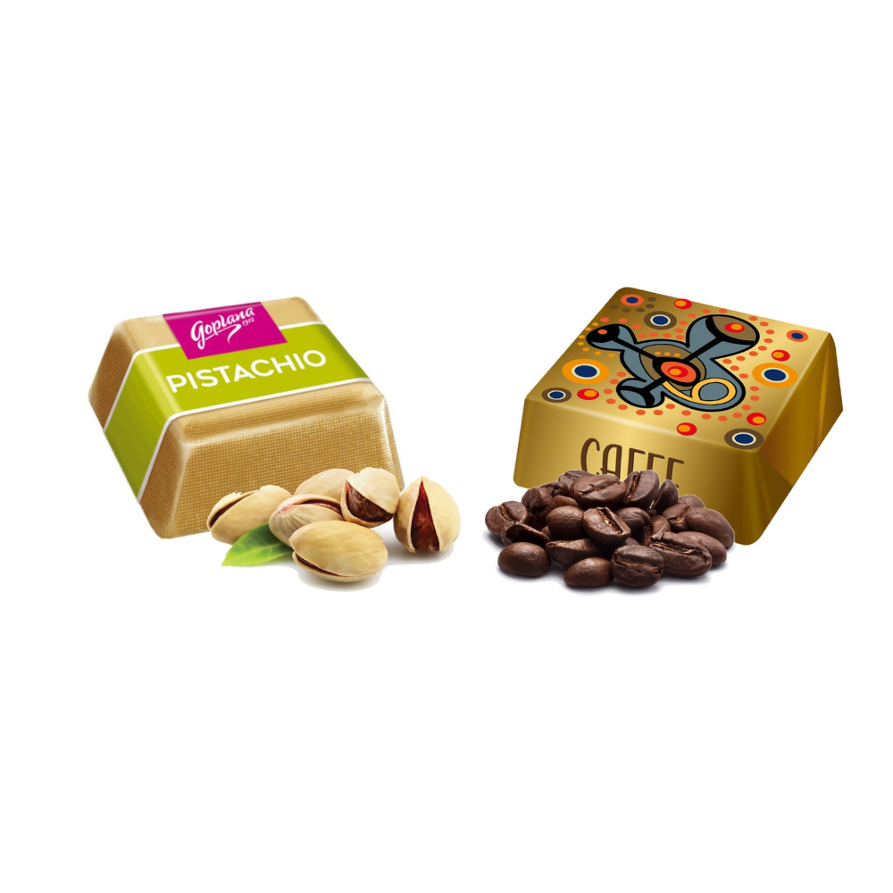 Pack chocolate Bombón Goplana Pistacho 1kg + 1 Café 1kg