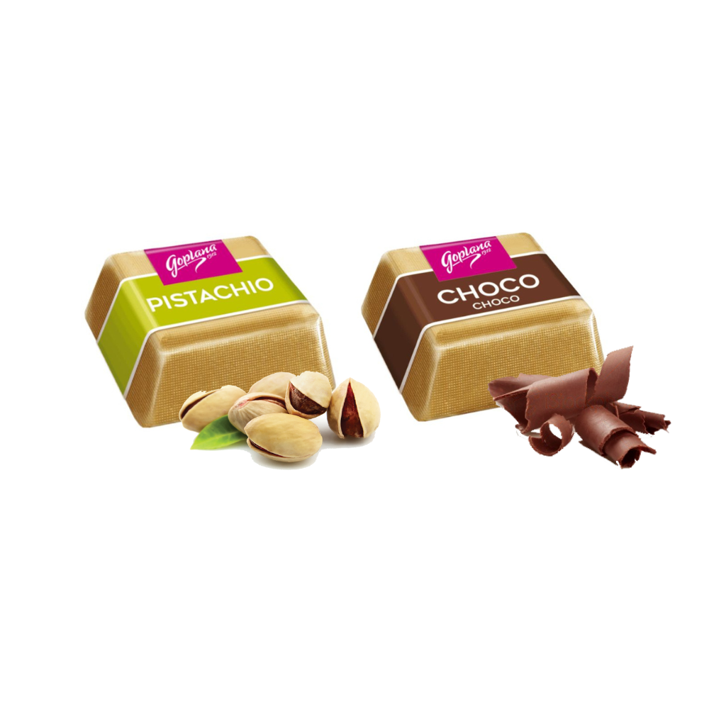 Pack Chocolate Bombón Goplana Pistacho 1kg + Choco Choco 1kg