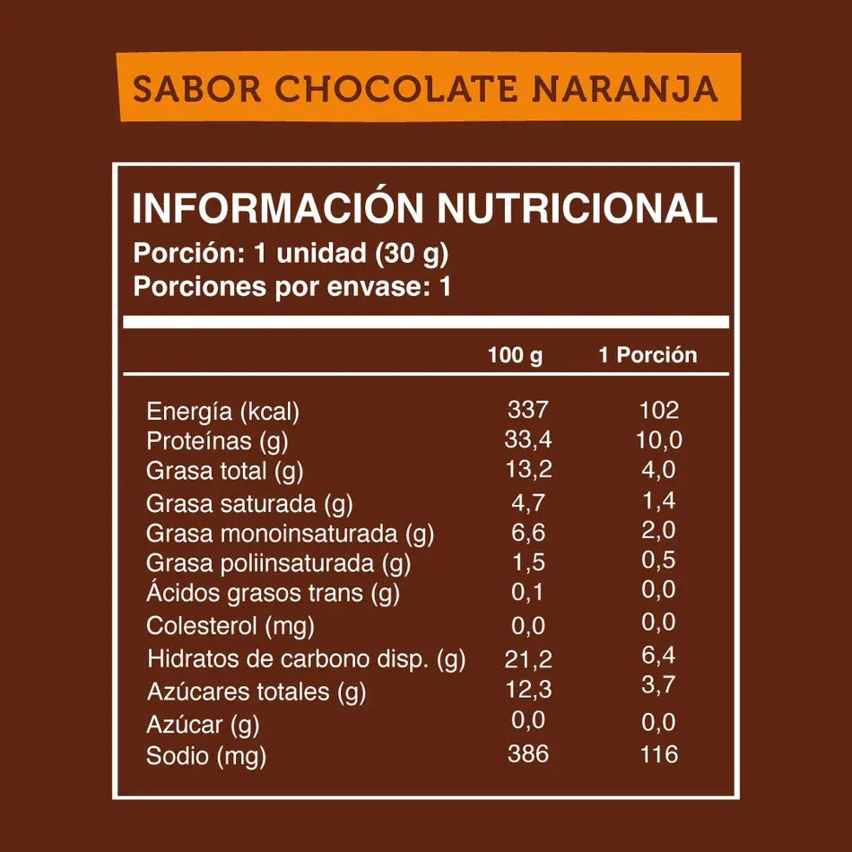 Mini Barra Choco Naranja Wild Protein 30g x 24 Unidades