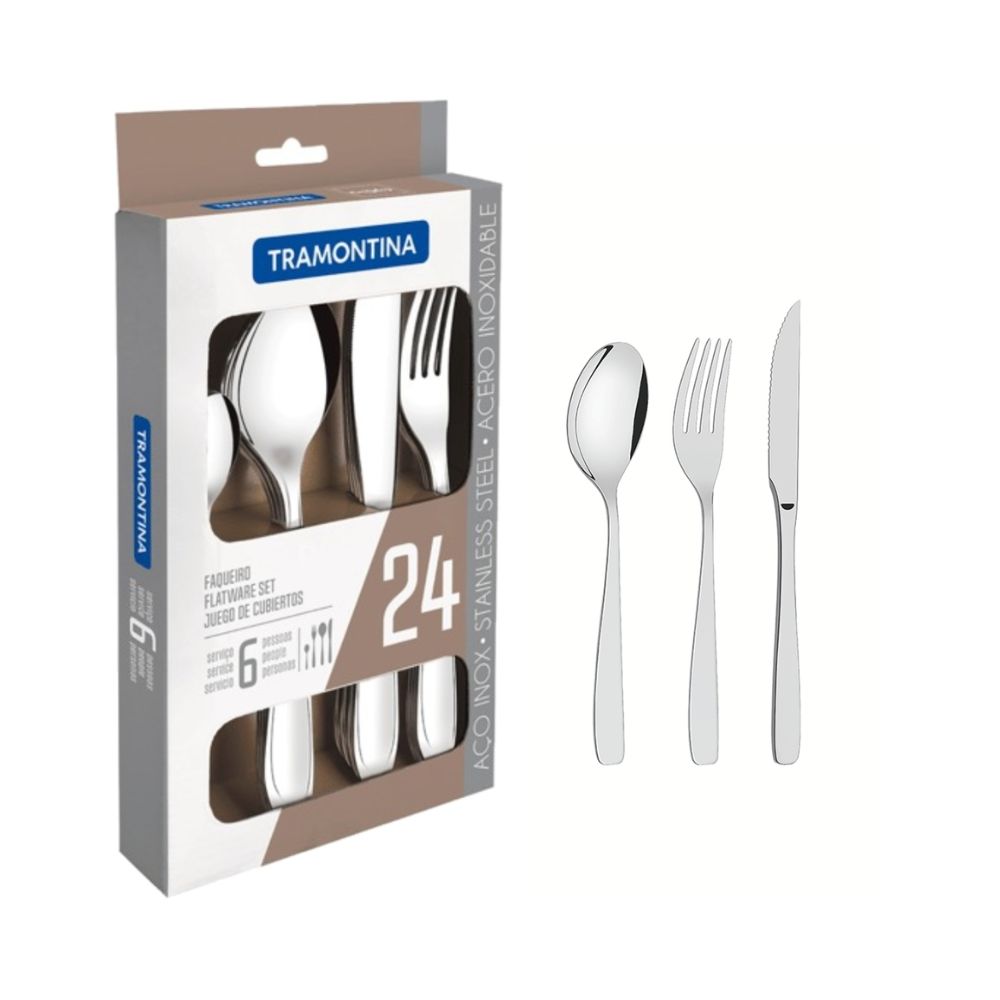 Juego de cubiertos Tramontina 24 piezas acero inoxidable