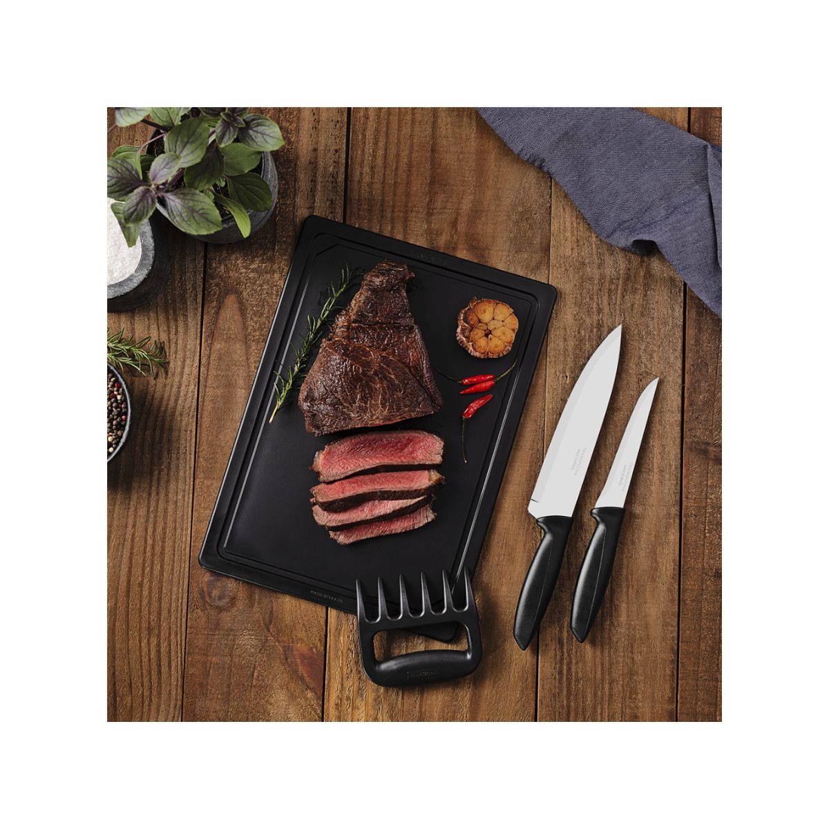 Juego Para Asado Tramontina Plenus 4 Piezas Negro