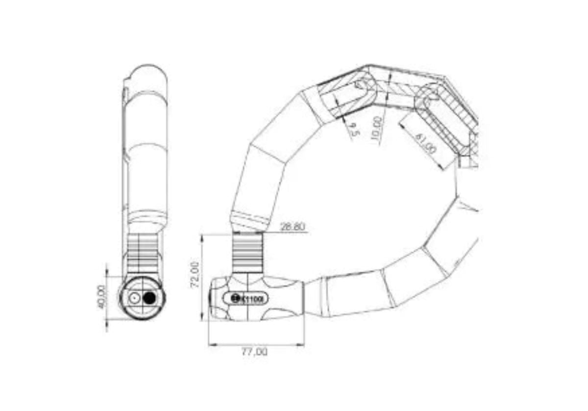 Candado Para Bicicleta Odis Bike Con Cadena Integrada9.5x1mm
