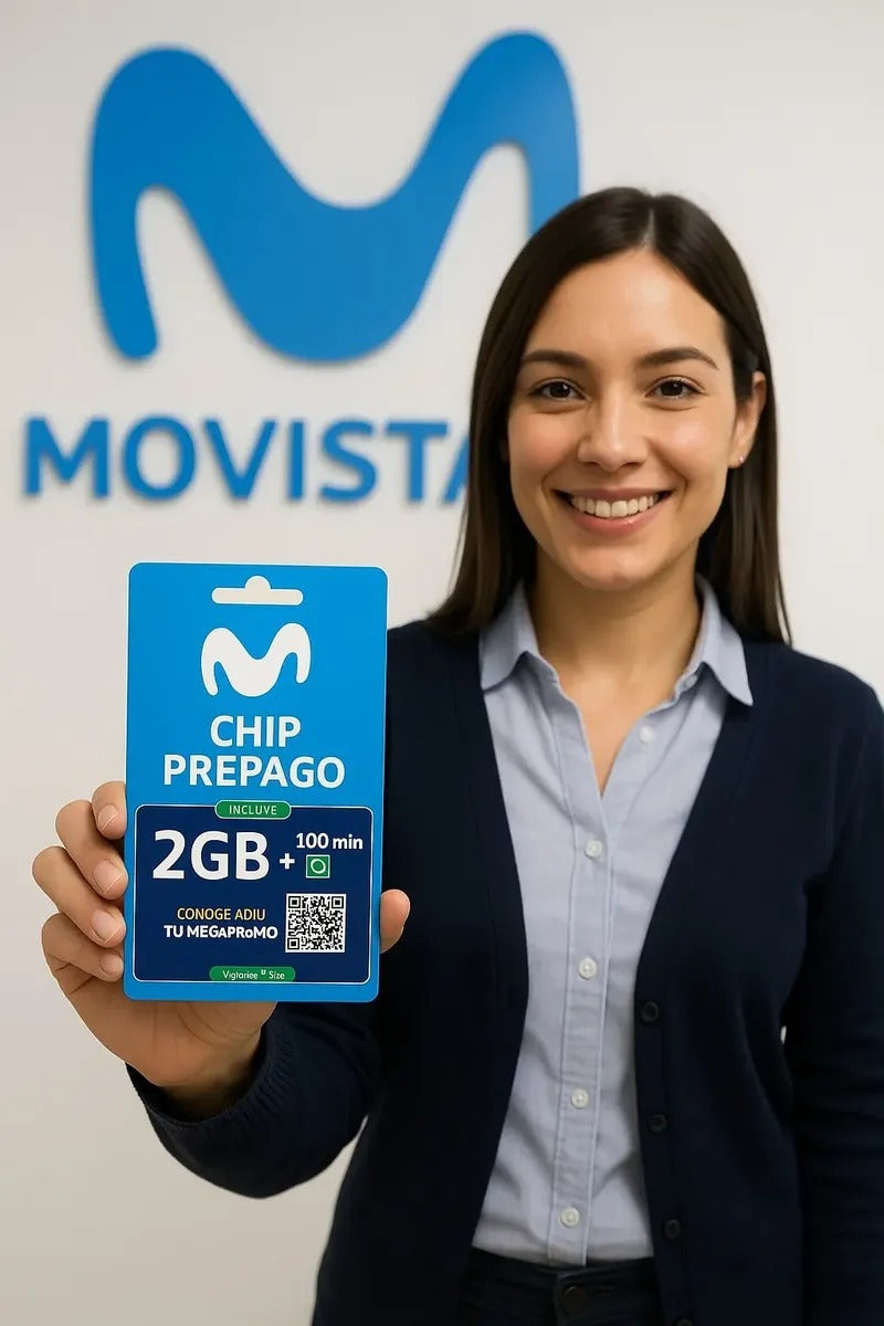 Pack 100 Chips Prepago Movistar 2 Gb + 100 Minutos