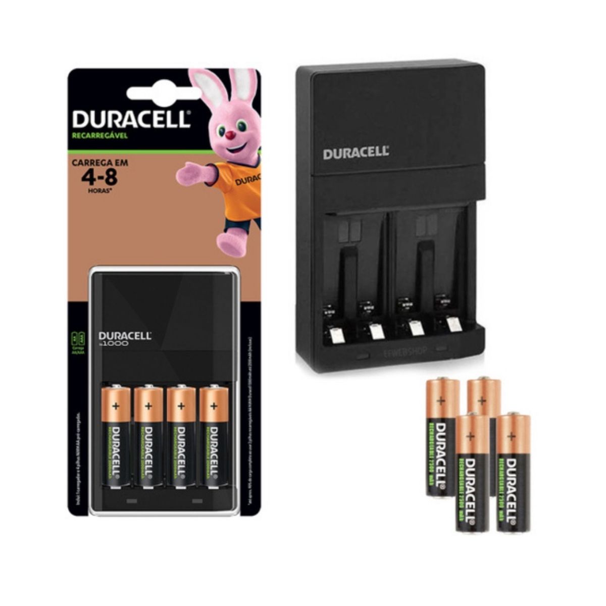 Pack Cargador Duracell +4 pilas Aa +4 pilas Aaa Recargables