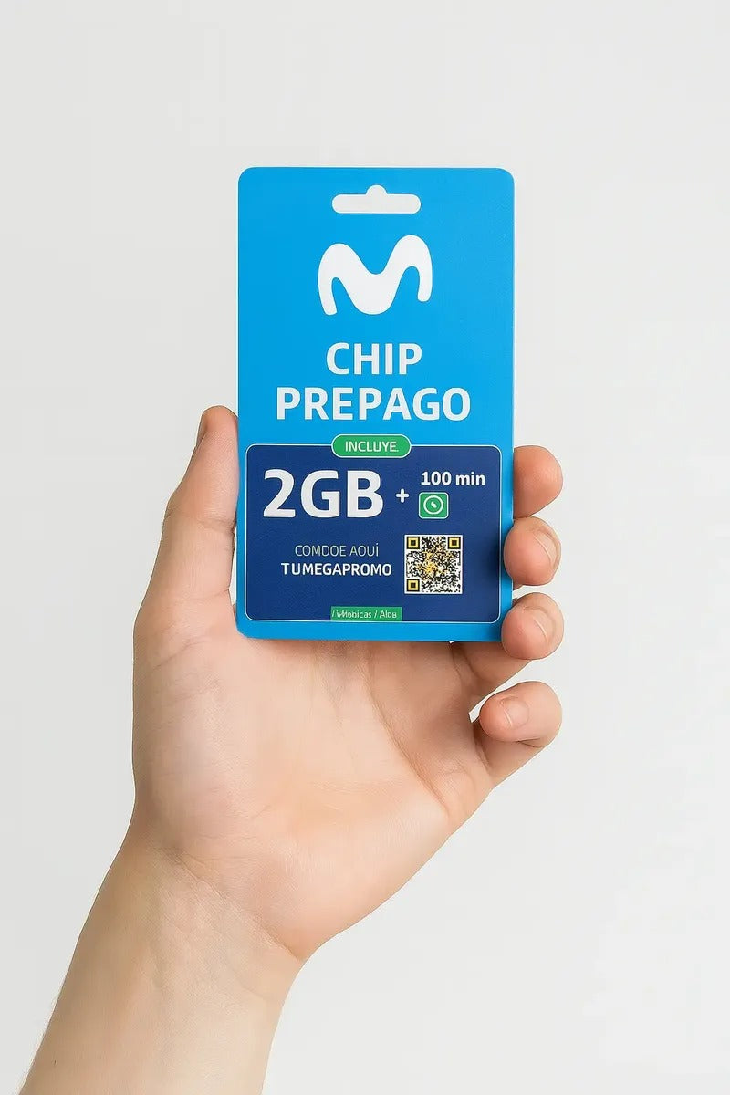 Pack 100 Chips Prepago Movistar 2 Gb + 100 Minutos