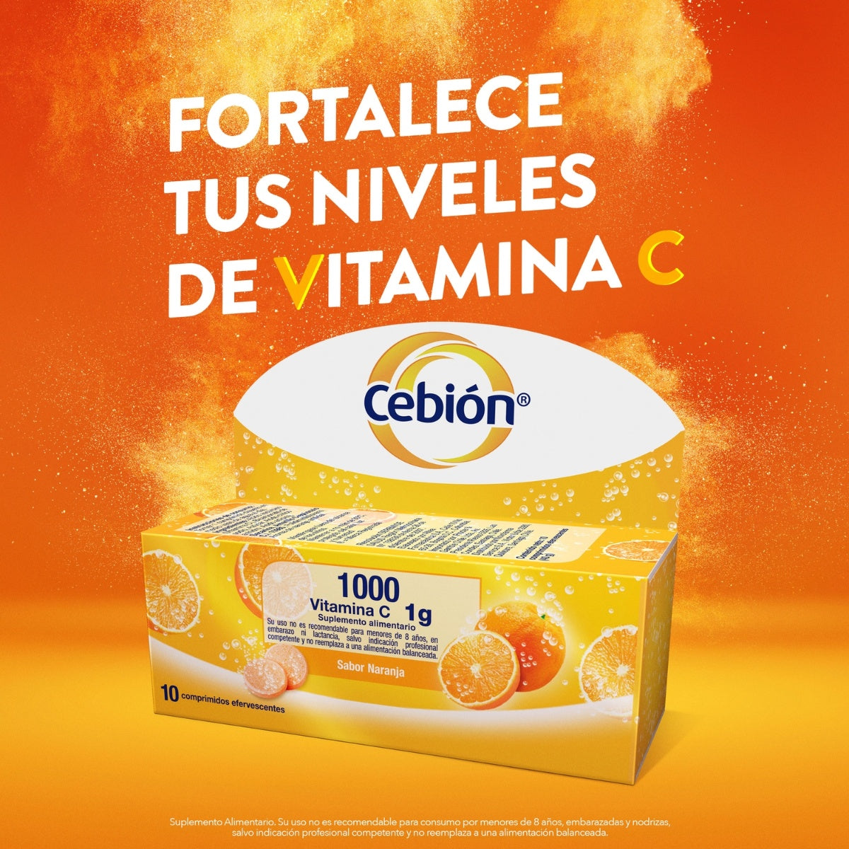 Cebión Comprimidos Efervescentes VitaminaC sabor Naranja x10