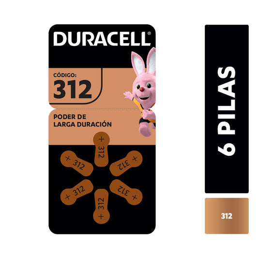 Pila Para Audífonos Duracell Tamaño 312 X6