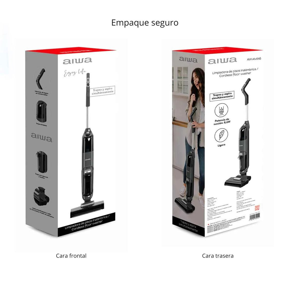 Aspiradora Trapeadora Vertical Aiwa Inalámbrica Awamx6 Negra
