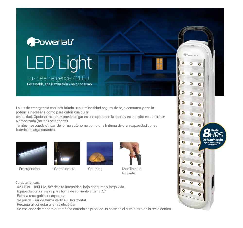 Lámpara De Emergencia Powerlab 42 Led