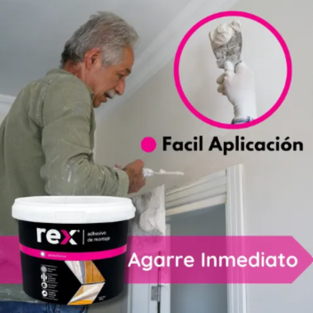 Adhesivo Montaje Pintable Rex 3.8 Kg Blanco