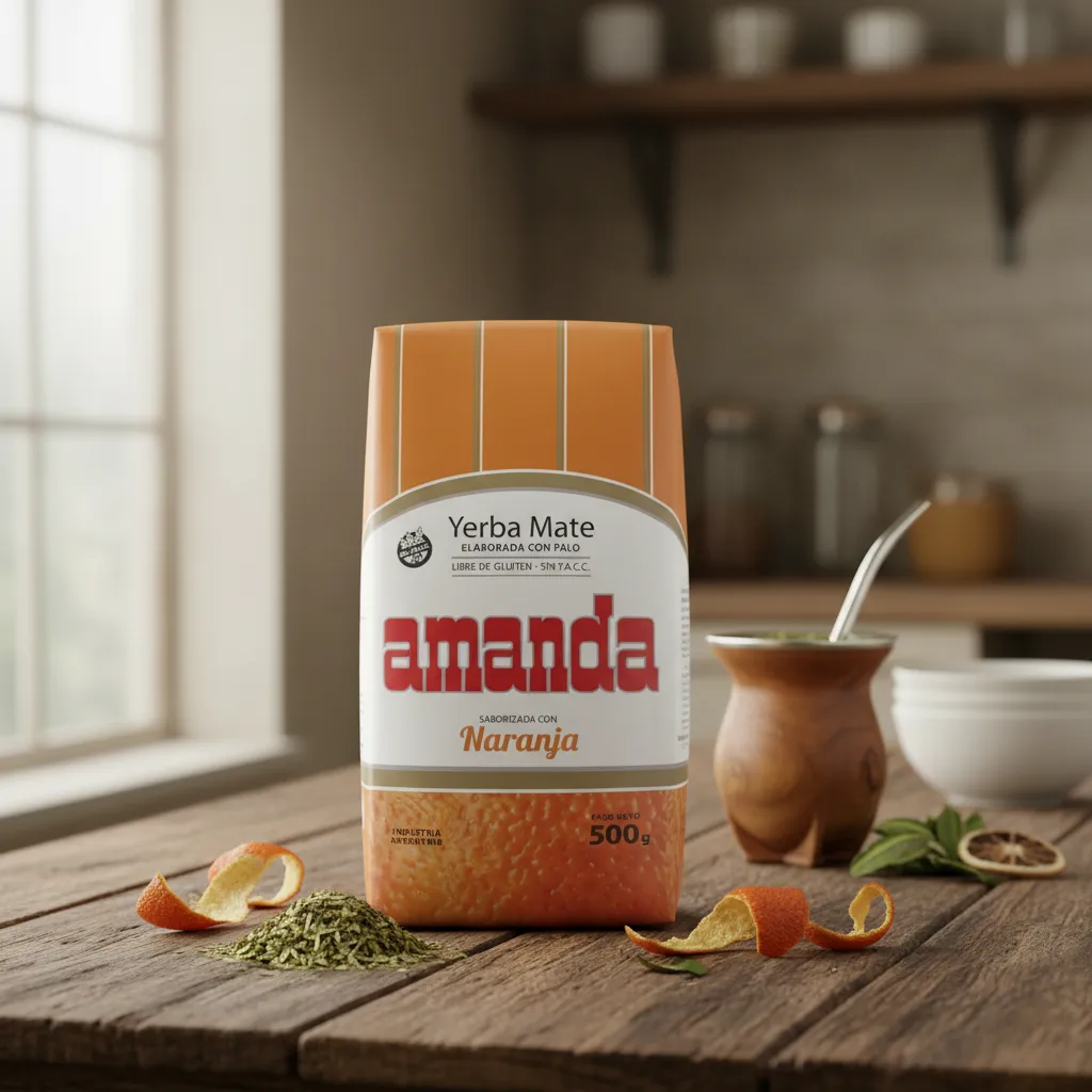 Pack 10 Yerba Mate Amanda sabor naranja 500gr