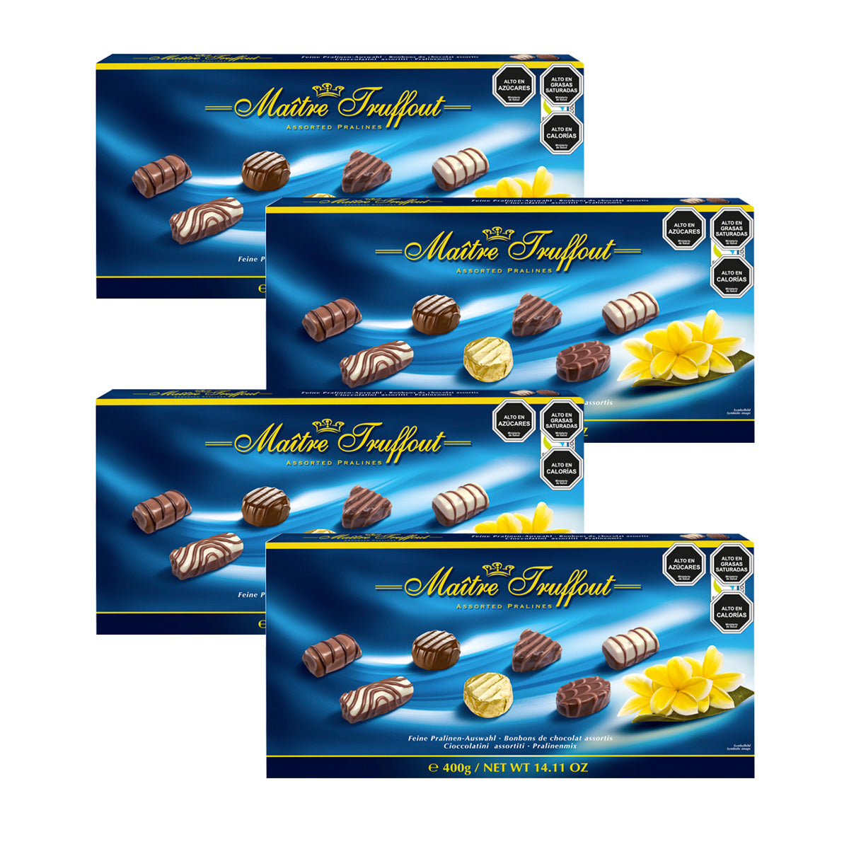 Pack 4 Estuches Bombones Selección Blue Maitre Truffout 400g