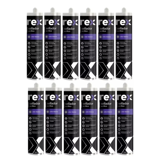Pack 12 Sellante Rex Acrílico Pintable 300ml