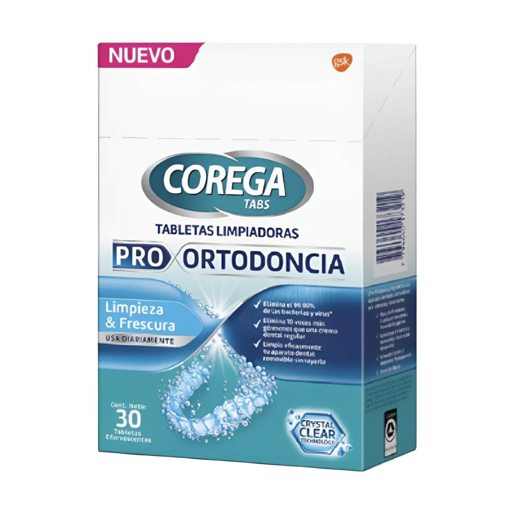 Tabletas Limpiadoras Corega Pro Ortodontics 30 Tabletas