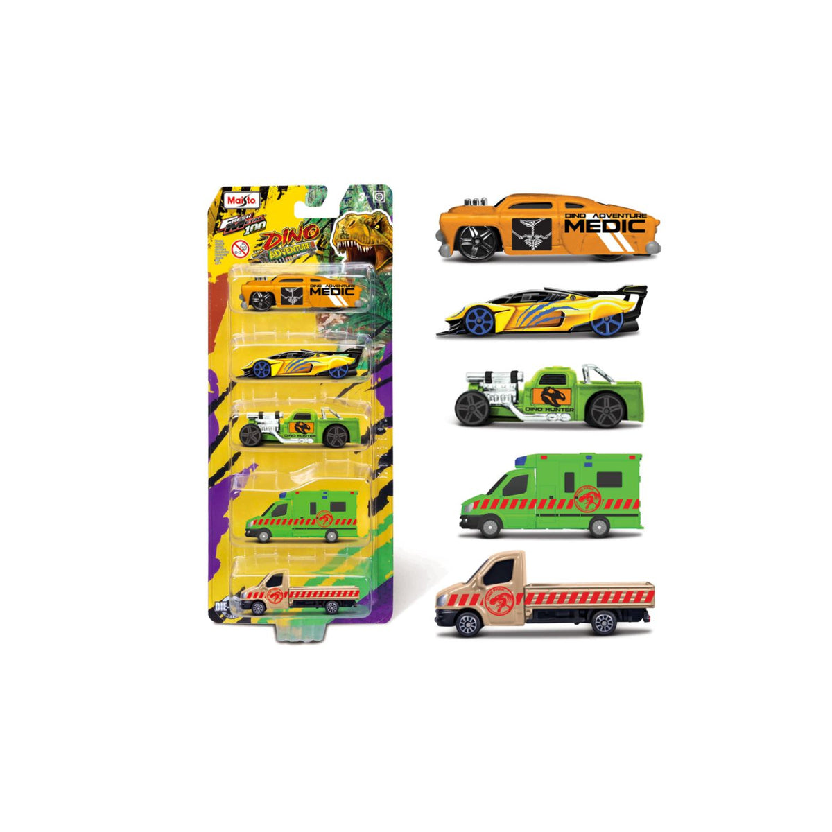 Pack 5 Autos Dino Adventure Maisto Fresh Metal 100