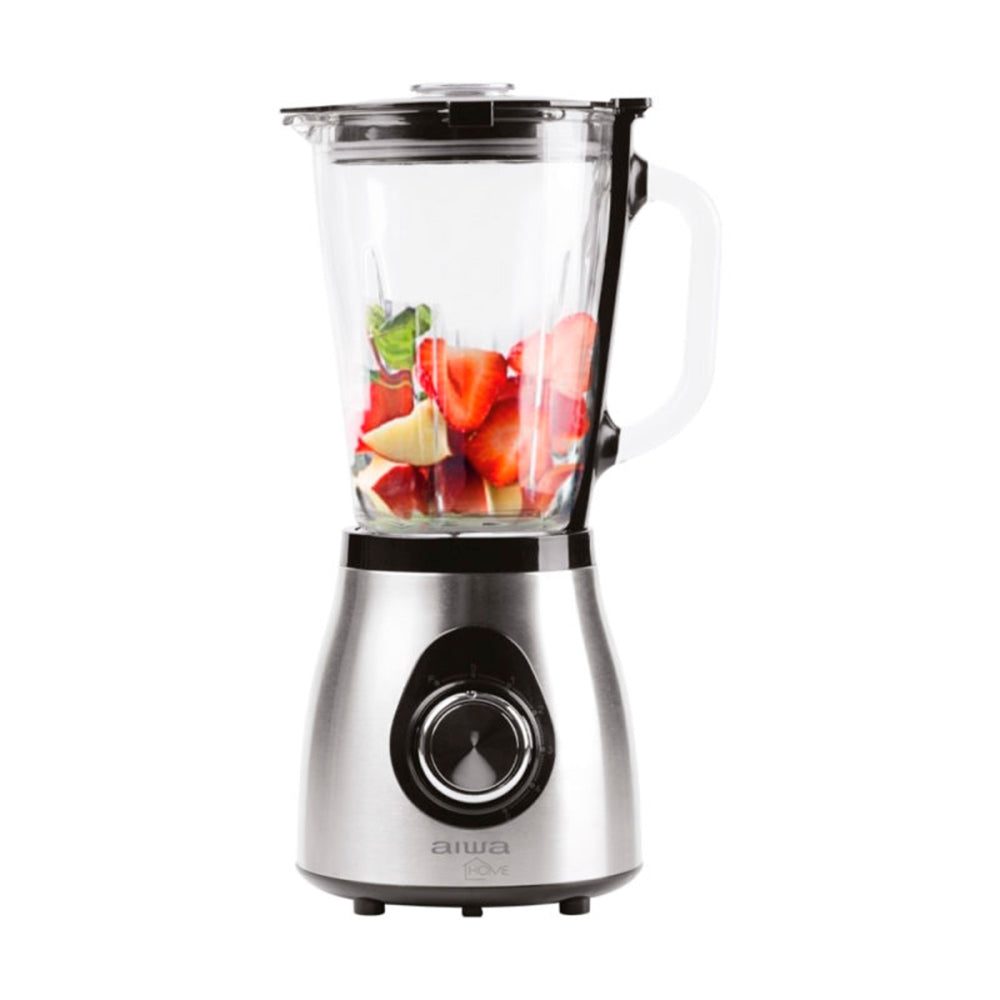 Aiwa Licuadora 5 Velocidades Con Vaso De Vidrio Acero Inoxidable