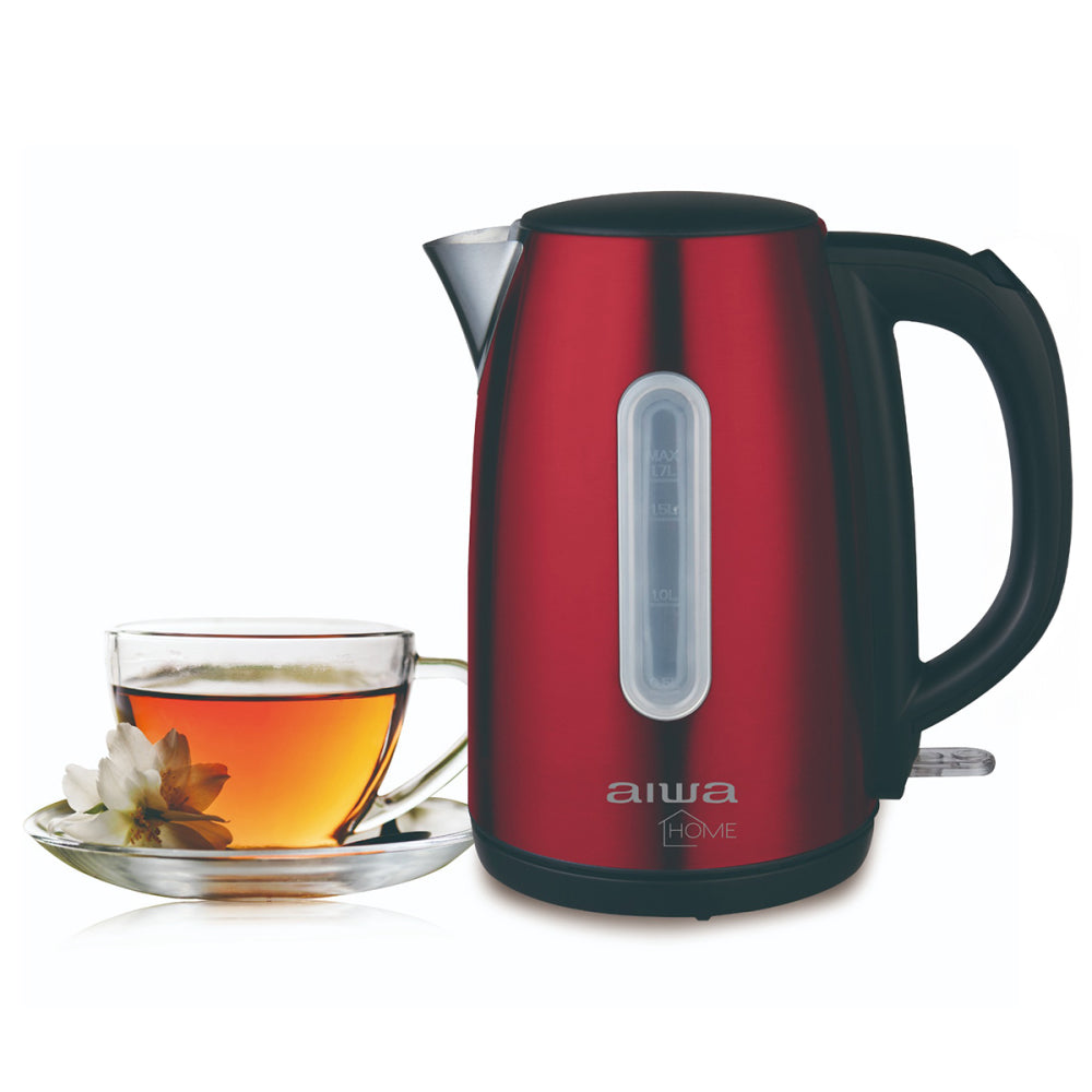Hervidor Eléctrico Aiwa Acero Inoxidable 1.7L Rojo