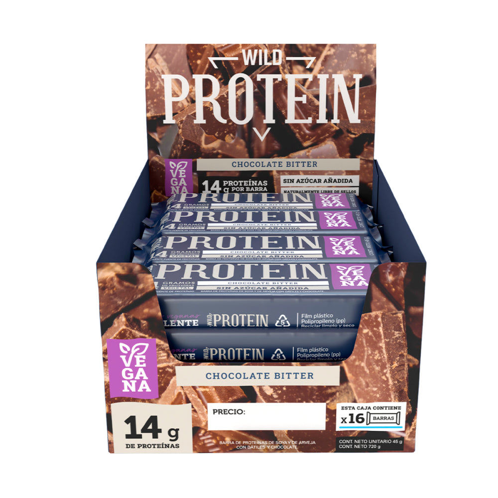 Wild Protein Vegana Chocolate Bitter 16 unidades