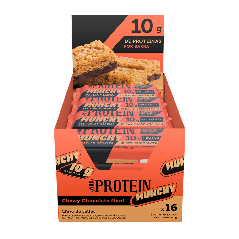 Wild Protein Munchy Chocolate Maní 16 unidades