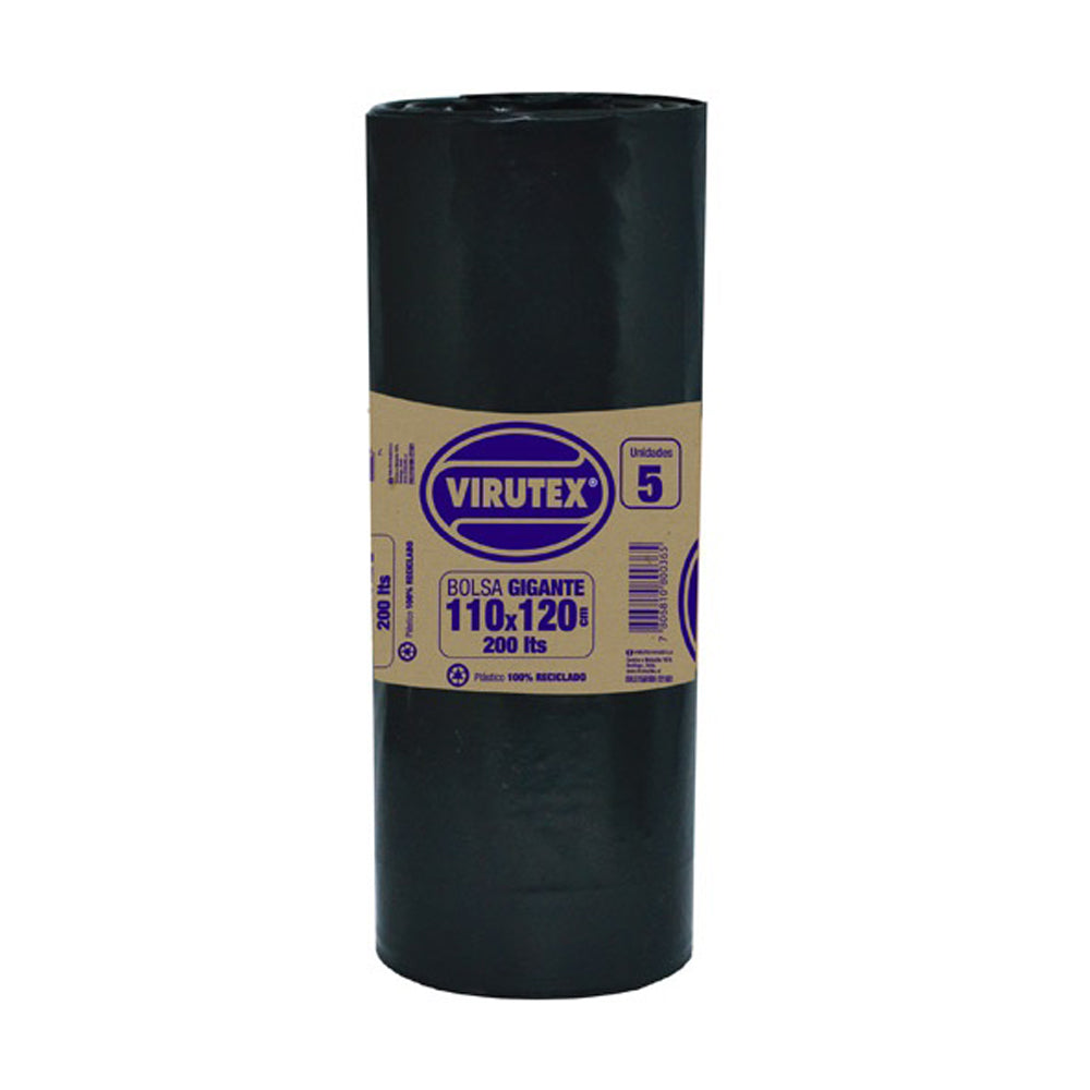 Bolsa Basura Bio Virutex Rollo 5 Unidades 110x120cm