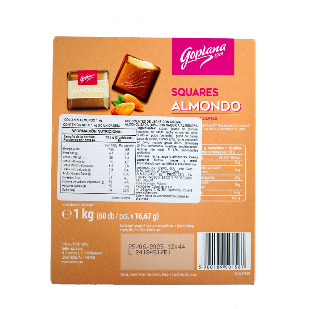 Bombón Chocolate Goplana 1 Kg Sabor Almendra