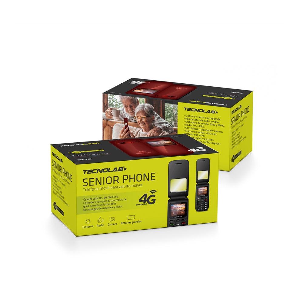 Celular Senior Tecnolab Shell Sos 4G 1.77 Pulgadas Rojo