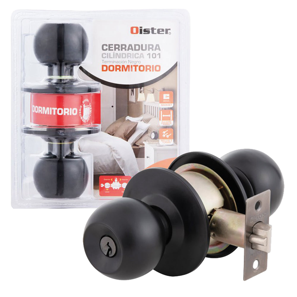 Cerradura Cilíndrica Oister 101 Dormitorio Negro
