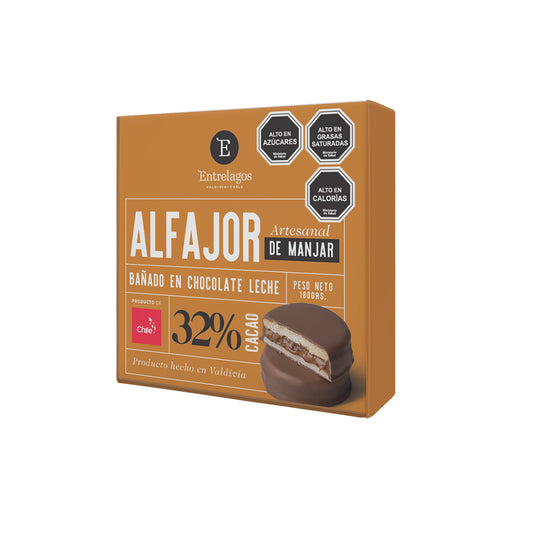 Alfajor Artesanal Entrelagos 32% Manjar X 4 Unid.