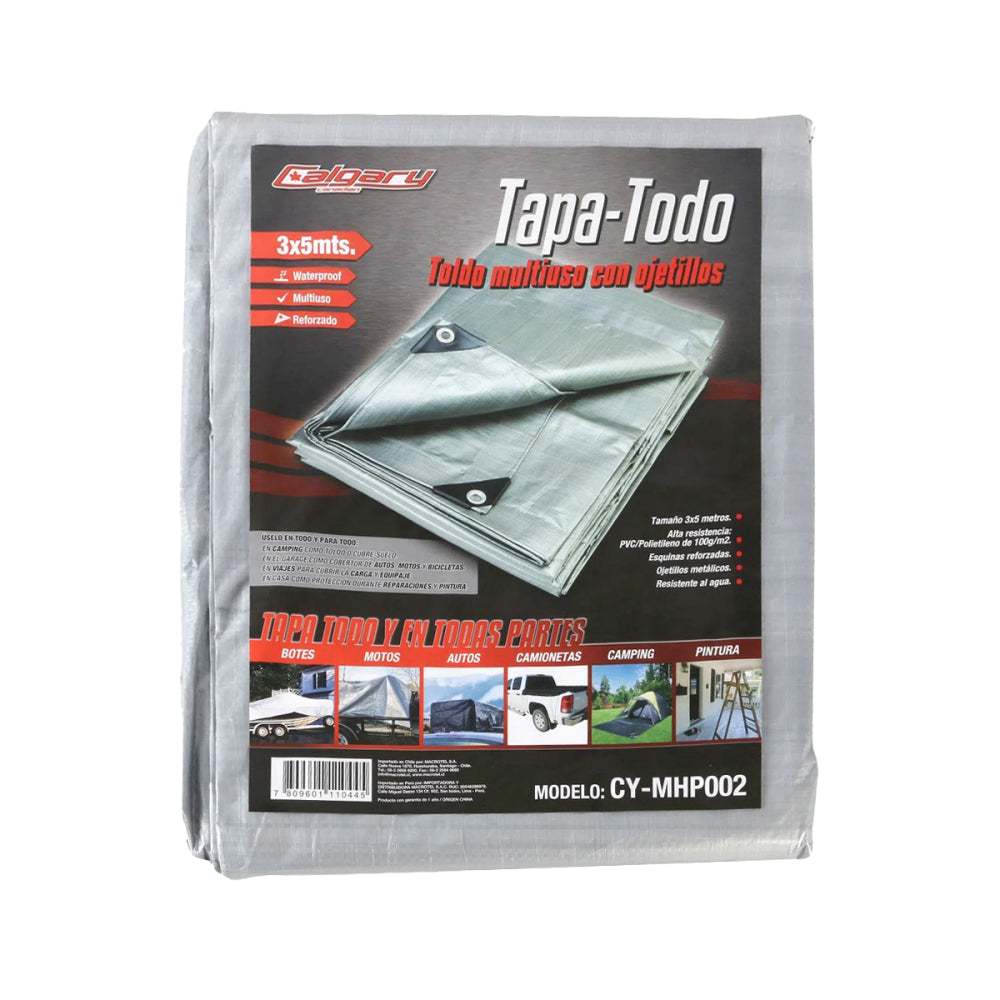 Lona Cobertor Tapatodo Calgary Impermeable De 3x5m Gris
