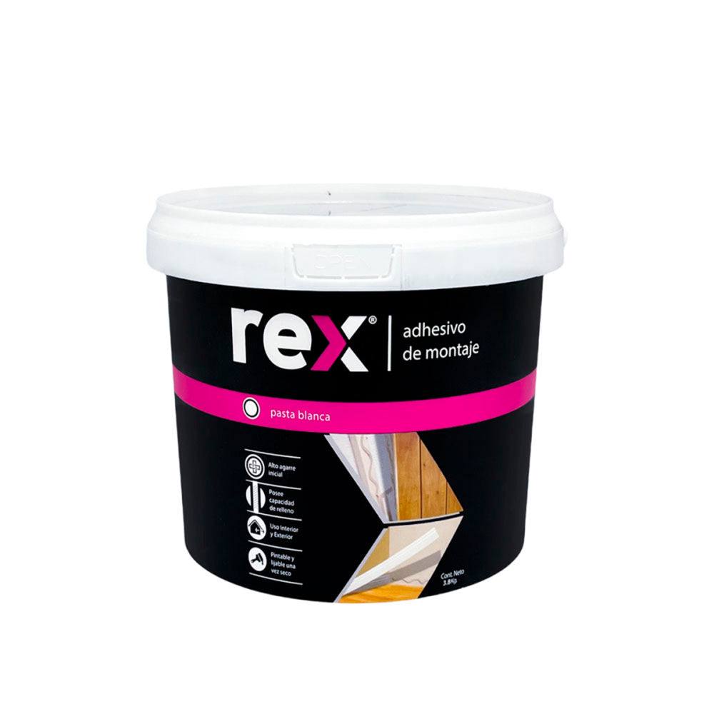 Adhesivo Montaje Pintable Rex 3.8 Kg Blanco