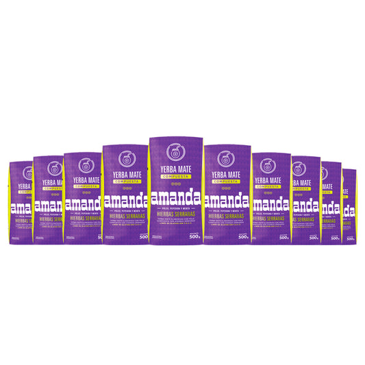 Pack 10 Yerba Mate Amanda con hierbas Serranas 500gr