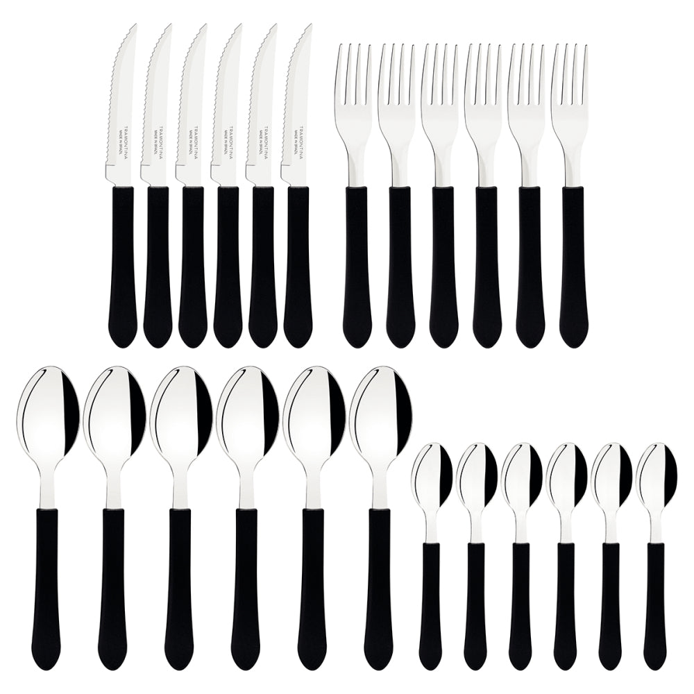 Juego Cubiertos Tramontina Leme 25 Piezas Negro
