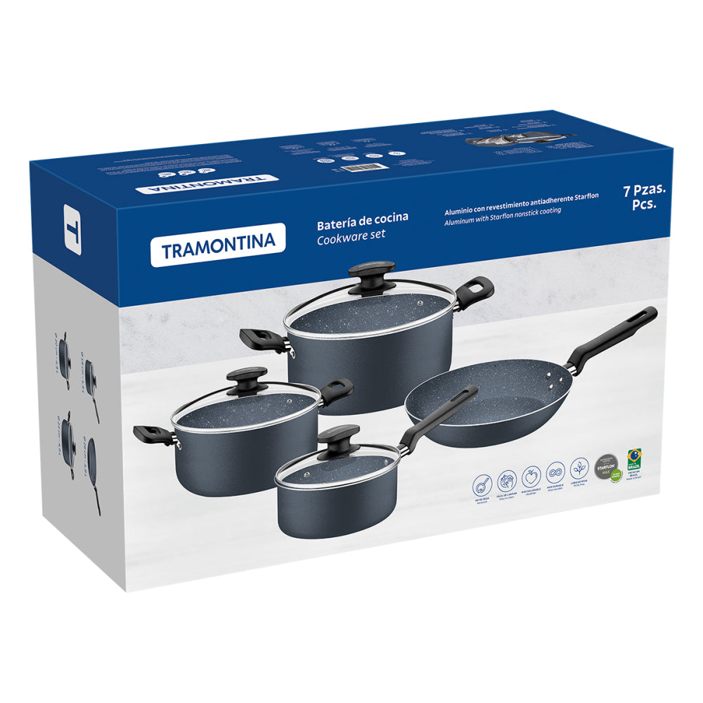 Tramontina Batería De Cocina 7 Piezas Azul