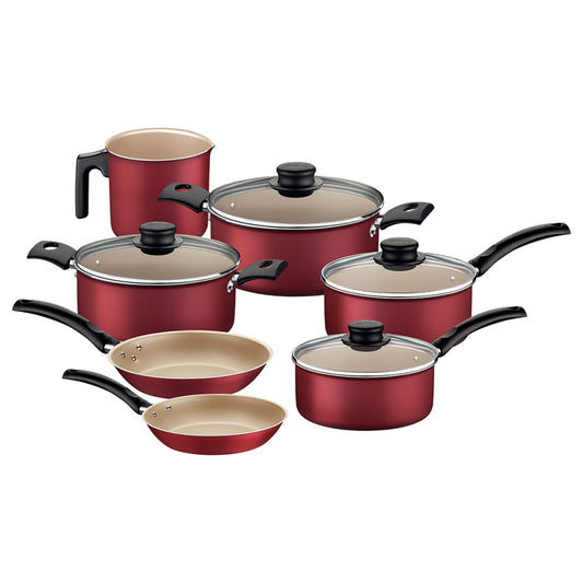 Batería De Cocina Juego Ollas Tramontina Turim 7 Piezas Rojo