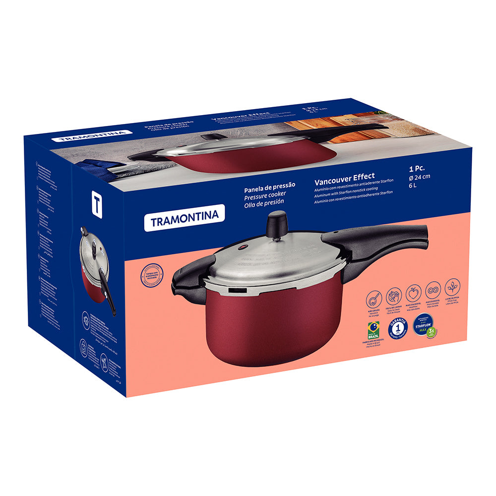 Olla A Presión Tramontina Vancouver 6 Litros 24cm Rojo