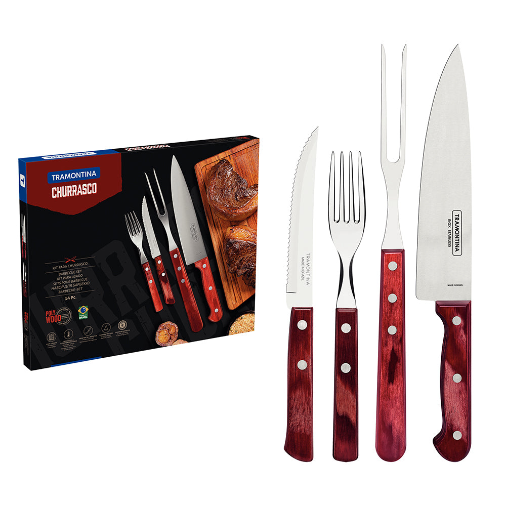 Juego Para Asados Tramontina Polywood Set 14 Piezas