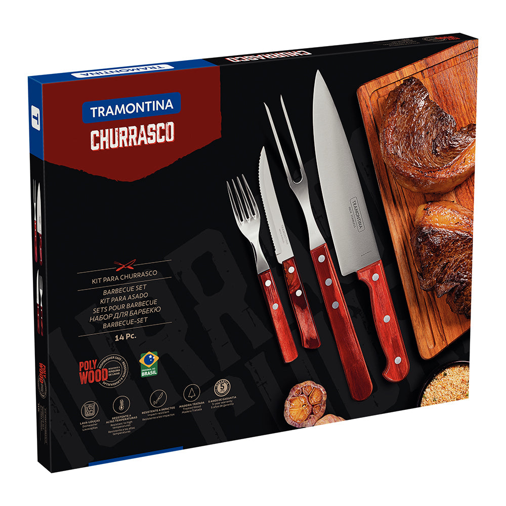 Juego Para Asados Tramontina Polywood Set 14 Piezas