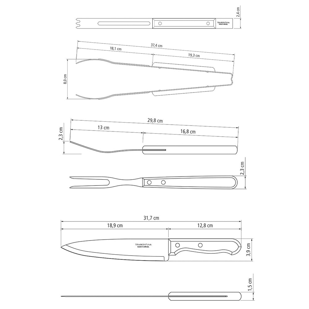 Juego Para asado Tramontina Dynamic Set 15 piezas