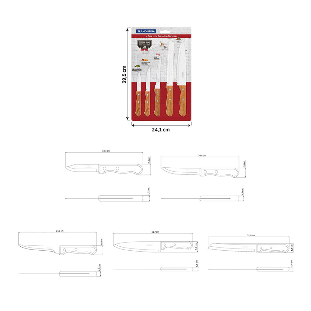 Juego De Cuchillos De Cocina Tramontina Dinamyc 5 piezas