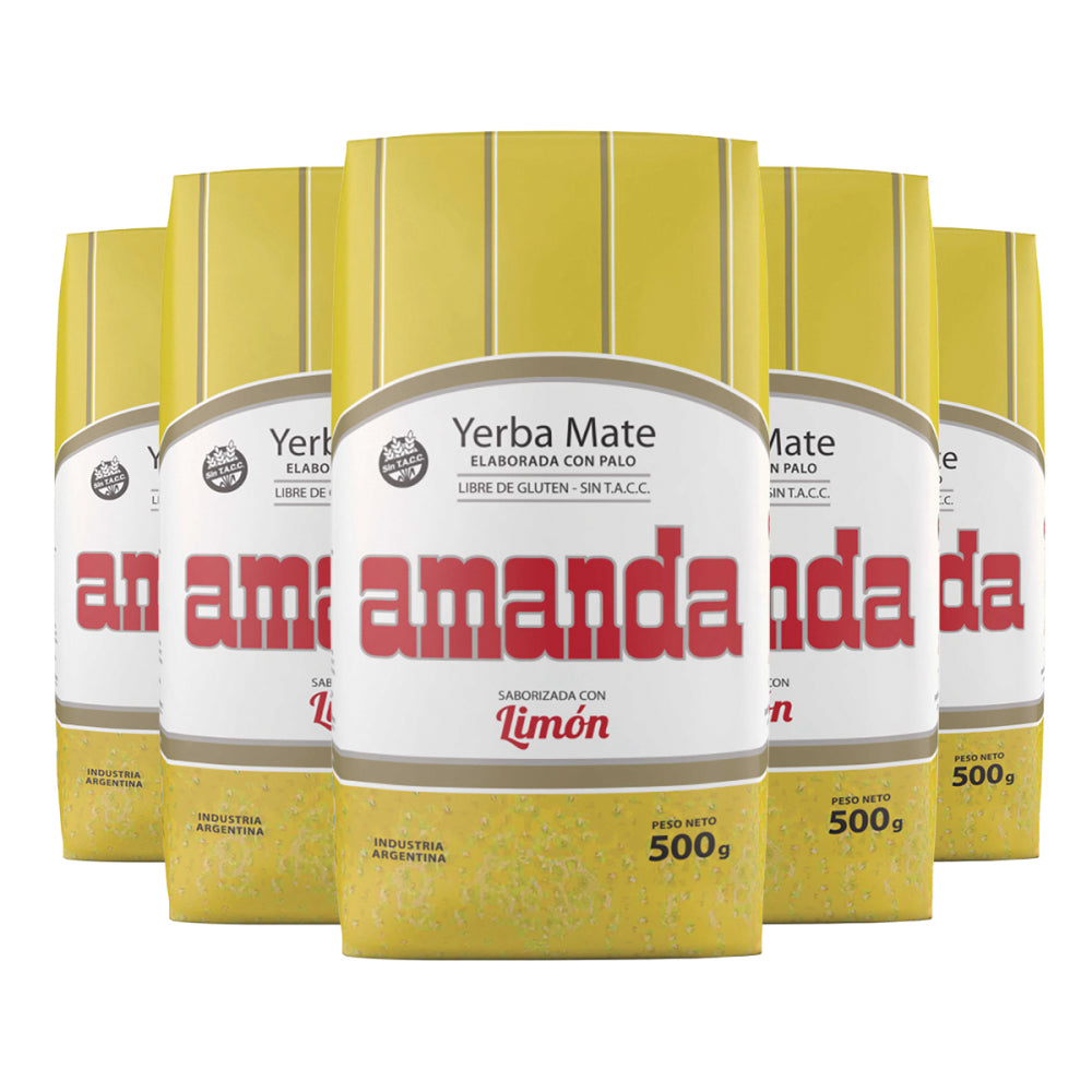 Pack 5 Yerba Mate Amanda sabor limón 500gr