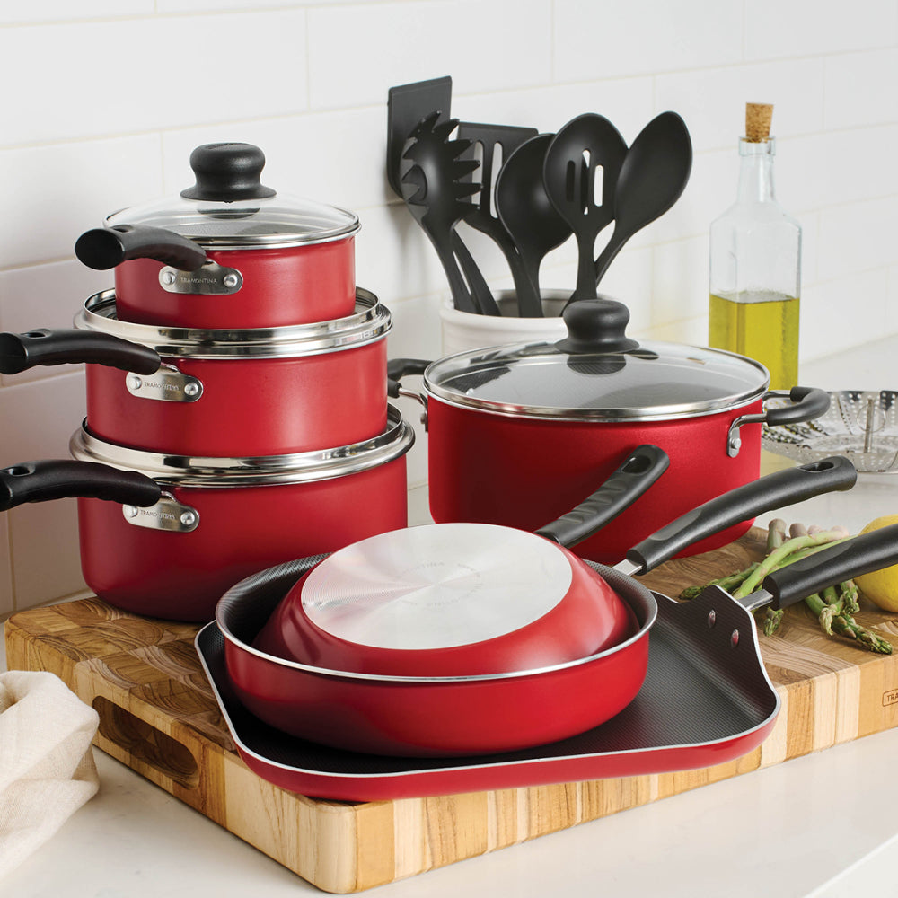 Batería De Cocina Juego De Ollas Tramontina 18 piezas Rojo